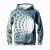 billiga Pojkens 3D Vision &amp; Geometri-Pojkar 3D Grafisk Huvtröja Pullover Långärmad 3D-tryck Höst Vinter Mode Streetwear Häftig Barn 3-12 år Huva Utomhus Ledigt Dagligen Normal
