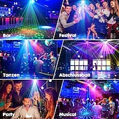 זול מנורת מקרן ומקרן לייזר-אורות מסיבה DJ אורות דיסקו strobe אור במה צליל מופעל מספר דוגמאות מקרן עם שלט רחוק למסיבות בר יום הולדת חתונה חג אירוע חי מופע מופע חג המולד אורות קישוטי חג המולד