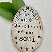 ieftine ţăruşi decorativi de grădină-cadou de prietenie marker de grădină, markere de plante cu lingură ștampilată cu argint, markere de grădină cu lingură ștampilată din farfurie de argint, marker de artă pentru grădină, decorare de
