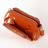 cheap Handbag &amp; Totes-Women&#039;s Vintage Three-Layer Leather Crossbody Shoulder &amp; Clutch Bag – Multi-Compartment Design for Casual, Work, and Travel Use