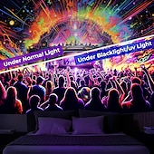 preiswerte Blacklight -Wandteppiche-Schwarzlicht-Wandteppich, UV-reaktiv, leuchtet im Dunkeln, Party, Neon, Trippy, Misty Bar, Konzert, Wandteppich, Wandbild für Wohnzimmer, Schlafzimmer