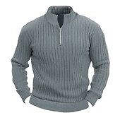 abordables suéter de los hombres-Hombre Prendas de punto Pull-over Estriado Tejer Regular Básico Plano Cremallera de un cuarto Mantiene abrigado Contemporáneo moderno Ropa Cotidiana Noche Ropa Otoño Invierno Negro Blanco M L XL