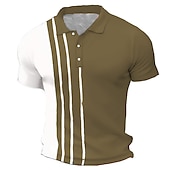 voordelige Klassieke polo voor heren-Voor heren Wafel poloshirt Golfshirt Werk Straat Polo kraag Klassiek Korte mouw Modieus Casual Gestreept Knoop voorzijde Zomer Lente Lente zomer Normale pasvorm Zwart Blozend Roze Leger Groen blauw