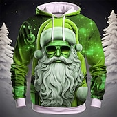 abordables Tenue de Père Noël-Sweat à capuche 3D Père Noël pour homme, motif graphique, mode Père Noël, impression 3D, sport, extérieur, vacances, jaune foncé, rouge, manches longues, capuche, poche avant, printemps&amp;amp;chemise