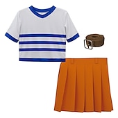 billige Anime-kostymer-One Piece Nami Anime Cosplay kostyme Cosplay-drakter Halloween Karneval Maskerade Skjørte T-Trøye Midjebelte Til Dame Voksen