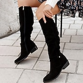 levne Slouch Boots-dámské semišové kozačky nad kolena s huňatým designem – ideální pro podzimní módu, ležérní výlety a outdoorová dobrodružství