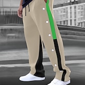ieftine Pantaloni Sport-Bărbați Pantaloni Sport Jogger Pantaloni Cordon Talie elastică Buton lateral Bloc Culoare Peteci Confort Respirabil Casual Zilnic Concediu Sport Modă Negru Alb