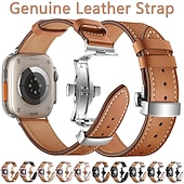 olcso Apple óraszíjak-Kompatibilis valamivel Apple Watch óraszíj 38mm 40mm 41mm 42mm 44mm 45mm 49mm Női Pillangó csat Luxus Valódi bőr Csere óraszíj mert iwatch Ultra 2 Series 9 8 7 SE 6 5 4 3 2 1