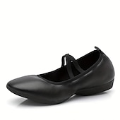 cheap Ballet Shoes-Women&#039;s Black Soft Sole Ballet Dance Shoes - Professional Flat Slip-On Shoes with Cross Straps for Practice and Performances