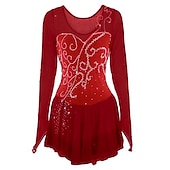 preiswerte Eiskunstlaufkleider-Eiskunstlaufkleid Damen Mädchen Eislaufen Kleider Austattungen Gelb Dunkelrot Pudriges Rosa Halo-Färbung Gitter Spandex Hochelastisch Wettbewerb Eiskunstlaufkleidung Eislaufen Eiskundstlauf
