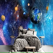 voordelige Behang-3d muurschildering behang zonnestelsel galaxy planet muursticker die print peel en stick verwijderbare pvc/vinyl materiaal zelfklevend/lijm vereist muur decor muurschildering voor woonkamer slaapkamer