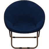 abordables Cubierta de sillón y silla sin brazo-Funda de terciopelo para silla con platillo redondo, fundas para silla Moon, 1 pieza, funda elástica extraíble para silla Moon con parte inferior elástica para sala de estar