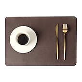 billige Placemats &amp; Coasters &amp; Trivets-vinyl dekkematte vanntett pu lær varmebestandig spisebord bord bord plate matte juledekor høst kjøkken bord matter innendørs utendørs
