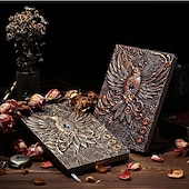 cheap Notebooks &amp; Planners-8 Types Embossed Leather Journal Diary Business Notebook  Agenda Antique Handmade Relief Notebook Phoenix Immortal Bird Travel Notebook Agenda Book Gift for Friends Size A5 (8.4x5x0.7 Inches)