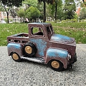 abordables Statues-Pot de fleur de voiture rétro, jardinière succulente, ornement artisanal rétro en résine pour la maison, jardin, décoration de cour