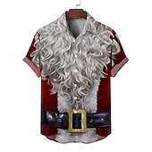 preiswerte Weihnachtskostüm-Weihnachtsmann Brautkleider schlicht Herren Hemd Freizeitskleidung Ausgehen Wochenende Herbst Umlegekragen Kurze Ärmel Burgunderrot S, M, L 4-Wege-Stretchgewebe Hemd Weihnachten