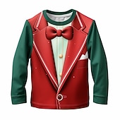 billiga Pojkens 3D Vision &amp; Geometri-Pojkar 3D Fluga Jul T-shirt T-shirt Skjortor Långärmad 3D-tryck Höst Vinter Sport Mode Streetwear Barn 3-12 år 4-12 år Rund hals Utomhus Ledigt Dagligen Normal