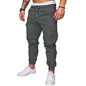 cheap Cargo Pants-Men&#039;s Cargo Pants Cargo Trousers Casual Pants Drawstring Multi Pocket Solid Colored Full Length Daily Basic Casual Slim Black White Mid Waist Micro-elastic