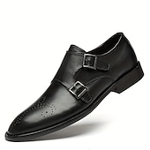 abordables Officiel-hommes mocassins habillés et slip-ons richelieu chaussures de moine affaires britannique gentleman bureau et carrière fête et soirée chaussures en cuir noir marron printemps automne