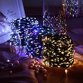 olcso Hálózatra csatlakoztatható elektronika-30m 50m 100M Fényfüzérek 300  500  1000 LED 2835 SMD 1 13Keys távirányító 1set Meleg fehér RGB Fehér Rézhuzalos lámpák Ünnepi fények Parti Szabadság Esküvő 220-240 V