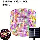 economico strisce luminose impermeabili-1pc stringa di luci a tubo solare, 8 modalità luci esterne impermeabili in filo di rame a led, per lampada da giardino, albero di festa di nozze, Natale, decorazione per le vacanze di Halloween