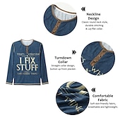 cheap Funny Words-Men&#039;s Graphic Letter I Fix Stuff Henley Shirt Tee Long Sleeve 3D Print Fashion Designer Comfort Casual Daily Wear Going out Spring &amp;  Fall 1 2 3 Black Navy Blue Henley Henley T-Shirt