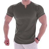 お買い得  メンズ アクティブ T シャツ &amp; タンクトップ-男性用 Tシャツ ジムシャツ コンプレッション・シャツ トレーニングシャツ Ｖネック 半袖 訓練 ストリート フィットネス カジュアル／普段着 ジム用 速乾性 高いストレッチ性 吸汗性 ソフト 平織り ブラック ホワイト アクティブウェア スポーツ ベーシック