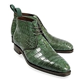 abordables Botas de vestir-Botines de piel sintética con estampado de cocodrilo verde para hombre: calzado lujoso y elegante para eventos formales y ocasiones elegantes