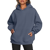 economico Felpe e Sweatshirt Texturizzati-Felpa con cappuccio Felpa Pullover Liscio Tasca frontale Per Per donna Per adulto Non stampabile Strada Casual / quotidiano