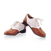 ieftine Oxfords de Damă-pantofi oxford clasici brogue de damă – pantofi maro din piele artificială cu vârful aripii cu șireturi pentru ținute casual și formale de inspirație vintage