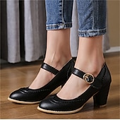 preiswerte Block Heels-Weiße Mary-Jane-Pumps im Vintage-Stil für Damen – Retro-Brogue-Pumps mit gewelltem Riemen und Blockabsatz, elegante Abendschuhe für Hochzeiten und besondere Anlässe
