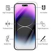 olcso iPhone-képernyővédők-5 db Képernyővédő fólia Kompatibilitás Apple iPhone 16 iPhone 15 Pro Max 14 Plus 13 12 11 Pro Max Edzett üveg 9H erősség Anti-ujjlenyomat Nagyfelbontású (HD) Robbanásbiztos 3D Touch kompatibilis