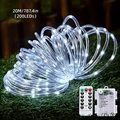 billige vanntette stripelys-1 pakke batteriboks rørstrenglys, 8-modus vanntette utendørs LED-lysstrenger, varmhvit, farget, hvit for hagebelysning, bryllup, fester, trær, jul, julepynt