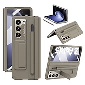 cheap Samsung Cases-Phone Case For Samsung Galaxy Z Fold 6 Z Fold 5 Z Fold 4 Back Cover with Stand Holder with Screen Protector with S Pen Solid Color PC PU Leather