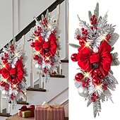 お買い得  電池式-0.6m クリスマスガーランドライト クリスマスリースライト 20 LED レッド ホリデーライト クリスマスの飾り バッテリー駆動