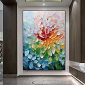 abordables Peintures fleurs/botaniques-palette peinte à la main kinfe peinture à l&#039;huile florale art mural fait à la main grandes fleurs peinture art mural original abstrait arbre peinture sur toile abstraite moderne coloré peinture décor