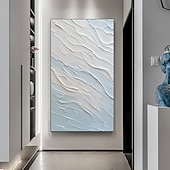 cheap Abstract Paintings-Handmade Oil Painting Canvas Wall Art Decor  Original Abstract Beach in full for Home Decor With Stretched FrameWithout Inner Frame Painting
