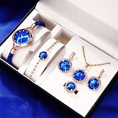 abordables Relojes de Cuarzo-6 unids/set reloj de pulsera para mujer elegante reloj de cuarzo con diamantes de imitación reloj de pulsera analógico vintage &amp; conjunto de joyas regalo para mamá ella