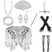 economico Sciarpe &amp; Wrap-Retrò Vintage Anni Ruggenti Anni 1920 Abiti Fascia Flapper Set di accessori Il grande Gatsby Invitato al matrimonio Paillettes Paillettes Per donna Halloween Carnevale Mascherata Carnevale Festa