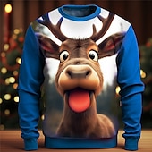 olcso Férfi 3D pulóverek-Férfi Grafika Jávorantilop Moose karácsony Pulóverek Pulóver pulóver Hosszú ujj Pulóver Terített nyak Divat Napi Alkalmi 3D nyomtatás Vakáció Szabadság Alkalmi Nyomtatott Tavasz &amp; Ősz