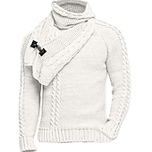 preiswerte Herrenpullover-Herren Pullover Rollkragenpulli Kurzer Pullover Strickpullover Gerippt Gedrehtes Stricken Standard Taste Strick Glatt Rollkragen warm halten Moderne zeitgenössische Freizeitskleidung Ausgehen