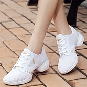 cheap Dance Sneakers-Women&#039;s Black Mesh Breathable Dance Sneakers – Lightweight Lace-Up Jazz and Hip-Hop Shoes for Latin, Zumba, and Fitness Training