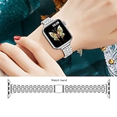 halpa Apple Watchin rannekkeet-Koru rannekoru Yhteensopiva Apple Watchin ranneke 38mm 40mm 41mm 42mm 44mm 45mm 49mm Naisten Kimallus Kristalli Ruostumaton teräs Kellon vaihtoranneke varten iwatch Ultra 2 Series 9 8 7 SE 6 5 4 3 2 1