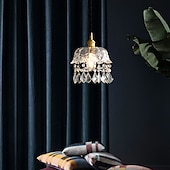 economico Luci Isola cucina-lampada a sospensione in cristallo con paralume in vetro trasparente finitura in ottone spazzolato oro cucina moderna con isola lampada a sospensione lampadario regolabile per corridoio sala da pranzo