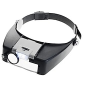 abordables Herramientas de Mano-Lupa de diadema con luz LED, lámpara de cabeza, lupa de joyero con luces LED de 1,5x/3x/8,5x/10x
