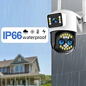cheap Outdoor IP Network Cameras-Yoosee HD 4K 8MP Two Lens Two Screen Outdoor Wireless Camera 10X Zoom Two Way Audio Motion Detection