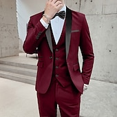 cheap Homecoming Suits-Men&#039;s Wedding Party Tuxedos Black Tie Homecoming Solid Color Standard Fit 3 Piece Single Breasted One-button