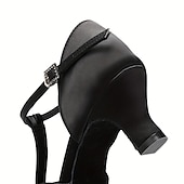 お買い得  ラテンダンスシューズ-女性用 ラテン用シューズ プロムドレス プロフェッショナル ルンバ スエードシューズ ヒール ソリッドカラー ハイヒール オープントゥ / ピープトウ ファスナー 成人 ブラック 褐色