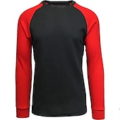 billige grunnleggende t-skjorter-Herre T skjorte T-skjorte Langermet skjorte Langermet Crew-hals Høst vinter Fargeblokk Raglan erme Mote Designer Grunnleggende Lapper Feriereise Gate Ut på byen Mørkerød Svart Hvit Topp T-skjorte for