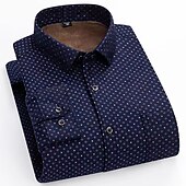 cheap Men&#039;s Button Up Shirts-Men&#039;s Shacket Plaid / Striped / Chevron / Round Vacation New Year Dark Navy Blue Light Grey Gray Long Sleeve Classic Collar Fall / Winter Clothing Apparel Print